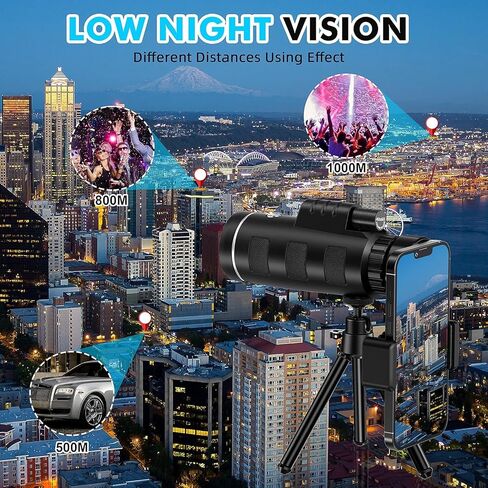 40x60 Monocular Telescope for Adults, Compact HD Monocular for Sports Events, Soccer Games, Concerts, Birdwatching, Hiking, Camping and Travel in Kuwait