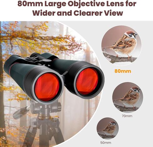 ESSLNB Astronomy Binoculars - 20x80 for Adults, Outdoor Waterproof Binoculars for Bird Watching, Travel and Stargazing with Tripod Adapter and Carrying Bag in Kuwait