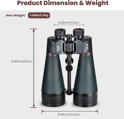 ESSLNB Astronomy Binoculars - 20x80 for Adults, Outdoor Waterproof Binoculars for Bird Watching, Travel and Stargazing with Tripod Adapter and Carrying Bag in Kuwait
