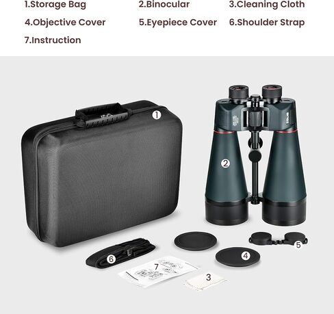 ESSLNB Astronomy Binoculars - 20x80 for Adults, Outdoor Waterproof Binoculars for Bird Watching, Travel and Stargazing with Tripod Adapter and Carrying Bag in Kuwait