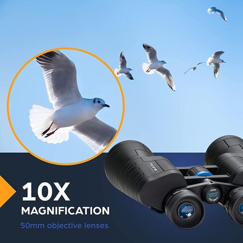 TSO Polar HD 10x50 Binoculars for Adults, Porro Prism, HD Glass, Rainproof, Long Eye Relief for Bird Watching & Wildlife Viewing in Kuwait