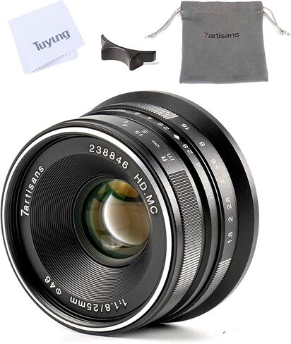 7artisans 25mm F1.8 APS-C Portrait Lens for Olympus and Panasonic Cameas | 7 Element in 5 Groups, Equivalent to 37.5mm Focal Length, Compact and Lightweight, Multi Coating Finish in Kuwait