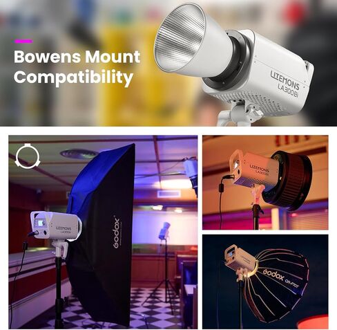Godox LA300Bi Bi-Color LED Video Light,330W Continuous Lighting 2800-6500K 11 FX Effects, Support App Control, Bowens Mount Studio Video Light for Live Streaming, Protrait Photography in Kuwait