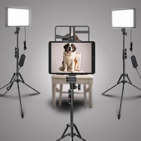 2 Packs Dimmable Bi-Color 432 LED Video Light and Stand Lighting Kit,50W,Add More Remote Controllers, 360 ° Ball Heads, Phone ans Tablet Holders (Black, 13-3) in Kuwait