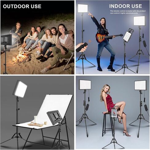 2 Packs Dimmable Bi-Color 432 LED Video Light and Stand Lighting Kit,50W,Add More Remote Controllers, 360 ° Ball Heads, Phone ans Tablet Holders (Black, 13-2) in Saudi Arabia
