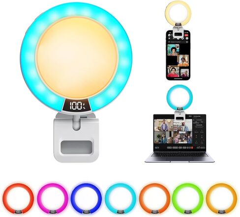 UFO RGB Selfie Light Portable Photography Lighting, 1800mAh Rechargeable CRI 95+ 2500-6000K Dimmable Panel Lamp Support，360° LED Selfie Ring Fill Light for Selfies/Photography/TikTok/Video Conference in Kuwait