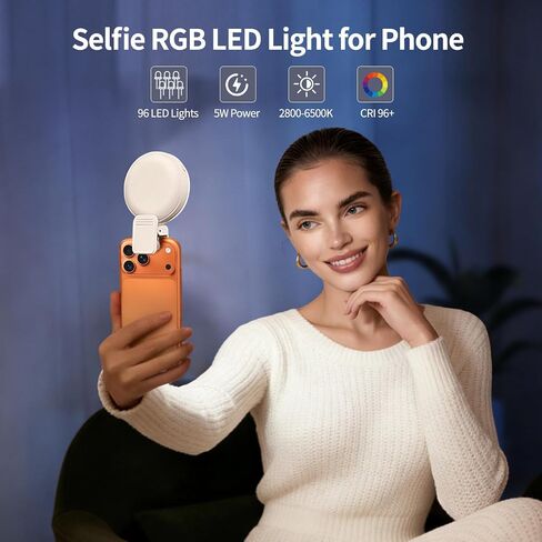 UFO RGB Selfie Light Portable Photography Lighting, 1800mAh Rechargeable CRI 95+ 2500-6000K Dimmable Panel Lamp Support，360° LED Selfie Ring Fill Light for Selfies/Photography/TikTok/Video Conference in Kuwait