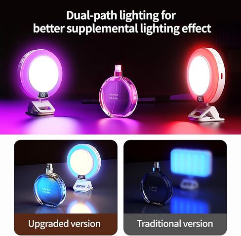 UFO RGB Selfie Light Portable Photography Lighting, 1800mAh Rechargeable CRI 95+ 2500-6000K Dimmable Panel Lamp Support，360° LED Selfie Ring Fill Light for Selfies/Photography/TikTok/Video Conference in Kuwait