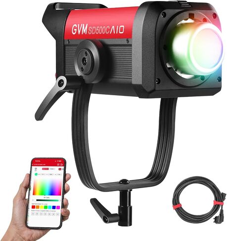 GVM SD500C RGB COB Studio Light, 500W LED Video Light with DMX/CRMX/Art-Net Control, 2000K-10000K, 54,100 Lux, 16 FX, Photography Light for Film, Broadcast, Commercial Production, CRI 97+ in Kuwait