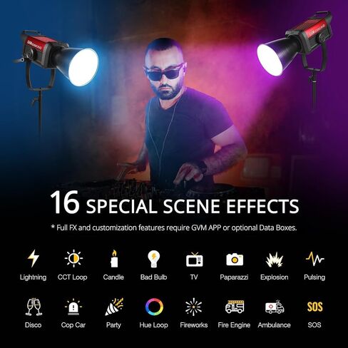 GVM SD500C RGB COB Studio Light, 500W LED Video Light with DMX/CRMX/Art-Net Control, 2000K-10000K, 54,100 Lux, 16 FX, Photography Light for Film, Broadcast, Commercial Production, CRI 97+ in Kuwait