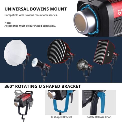 GVM SD500C RGB COB Studio Light, 500W LED Video Light with DMX/CRMX/Art-Net Control, 2000K-10000K, 54,100 Lux, 16 FX, Photography Light for Film, Broadcast, Commercial Production, CRI 97+ in Kuwait