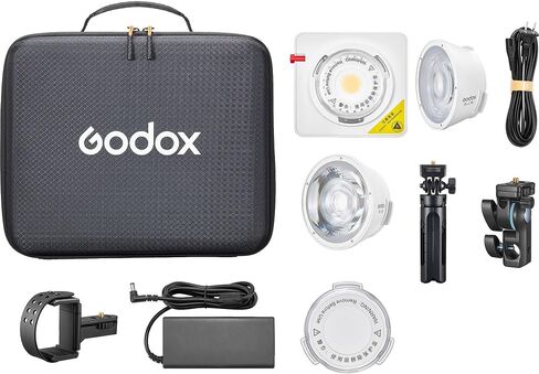 Godox Bi-Color Portable LED Light Kit, 120W, 2800–6500K, CRI 97 TLCI 98, 15° & 36° Lens Reflectors, Power Bank Holder, App Control, Compact Video Light (ML100BiK1) in Saudi Arabia