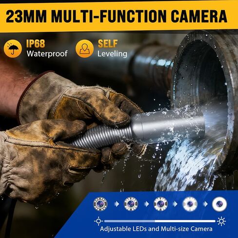 Anysun Sewer Camera Self Leveling 100ft, Sewer Inspection Camera with Meter Marker,HD Screen, DVR, 12 Adjustable LED Lights, 5mm Cable, 5100mAh Rechargeable Battery, 32GB Card in Saudi Arabia