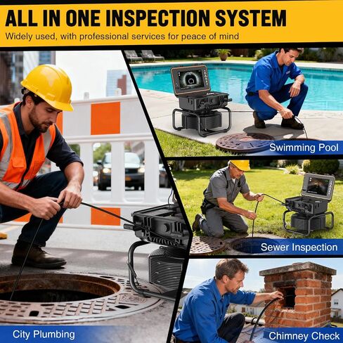 Anysun Sewer Camera Self Leveling 100ft, Sewer Inspection Camera with Meter Marker,HD Screen, DVR, 12 Adjustable LED Lights, 5mm Cable, 5100mAh Rechargeable Battery, 32GB Card in Saudi Arabia