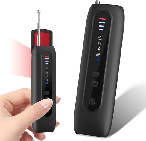 Hidden Camera Detector - a six-in-one Portable Device, Suitable for Travel, Hotel bathrooms, Cars, and Offices. Airbnb .5 Sensitivity Levels | 25-Hour Battery Life (Black) in Kuwait