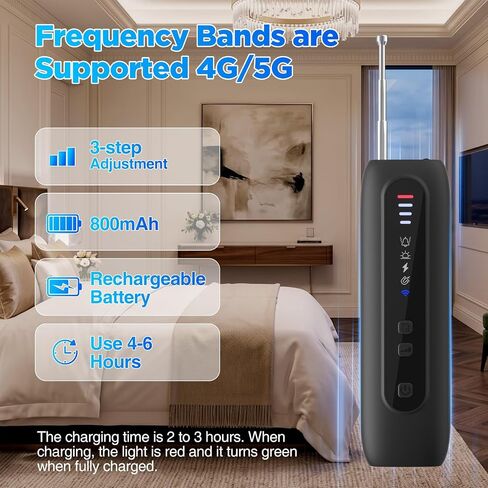 Hidden Camera Detector - a six-in-one Portable Device, Suitable for Travel, Hotel bathrooms, Cars, and Offices. Airbnb .5 Sensitivity Levels | 25-Hour Battery Life (Black) in Kuwait