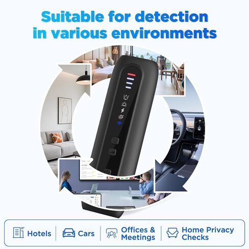 Hidden Camera Detector - a six-in-one Portable Device, Suitable for Travel, Hotel bathrooms, Cars, and Offices. Airbnb .5 Sensitivity Levels | 25-Hour Battery Life (Black) in Kuwait
