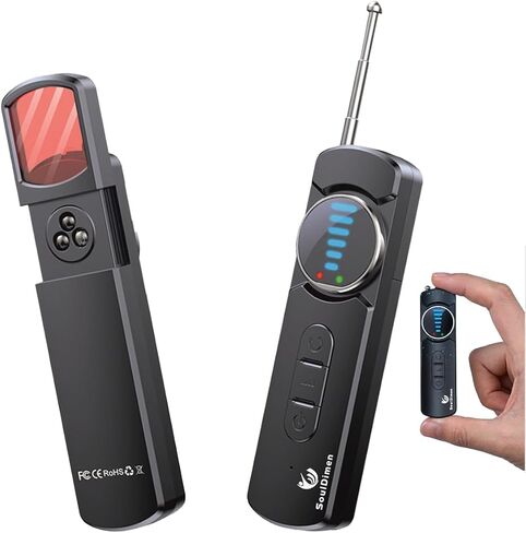 Hidden Spy Camera Detector with LED, Upgraded Hidden Bug and Camera Detector, AI-Powered Anti-Spy Device, GPS Tracker Detector Portable Privacy Protector for Travel/Hotel/Car (Black) in Kuwait