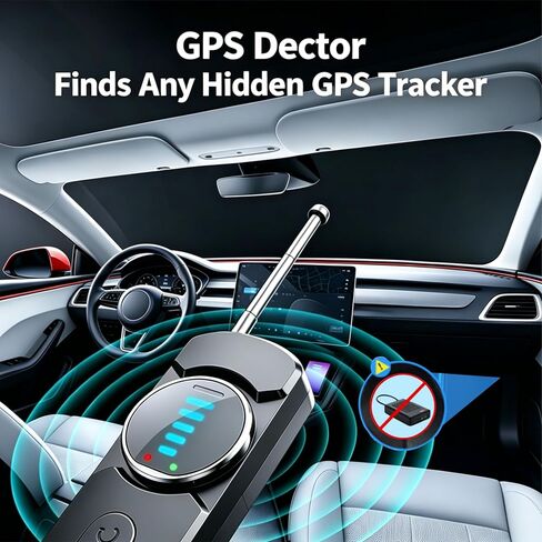 Hidden Spy Camera Detector with LED, Upgraded Hidden Bug and Camera Detector, AI-Powered Anti-Spy Device, GPS Tracker Detector Portable Privacy Protector for Travel/Hotel/Car (Black) in Kuwait