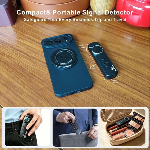 Hidden Spy Camera Detector with LED, Upgraded Hidden Bug and Camera Detector, AI-Powered Anti-Spy Device, GPS Tracker Detector Portable Privacy Protector for Travel/Hotel/Car (Black) in Kuwait