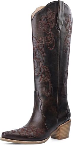 Knee High Cowboy Boots for Women Tall Cowgirl Western Boots in Kuwait