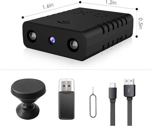 Mini Spy Camera WiFi Wireless Hidden Cameras, 0.4 * 1.3 * 1.5in, HD1080P Night Vision, Nanny Cams Wireless with Cell Phone App and Sound, Suitable for Outdoor, Indoor, Pet Camera. in Kuwait
