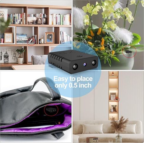 Mini Spy Camera WiFi Wireless Hidden Cameras, 0.4 * 1.3 * 1.5in, HD1080P Night Vision, Nanny Cams Wireless with Cell Phone App and Sound, Suitable for Outdoor, Indoor, Pet Camera. in Kuwait