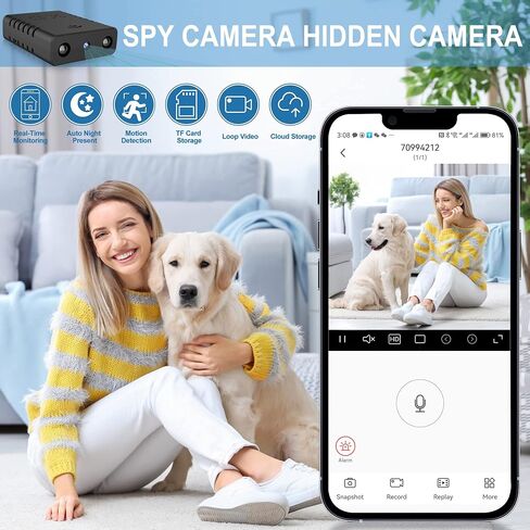 Mini Spy Camera WiFi Wireless Hidden Cameras, 0.4 * 1.3 * 1.5in, HD1080P Night Vision, Nanny Cams Wireless with Cell Phone App and Sound, Suitable for Outdoor, Indoor, Pet Camera. in Kuwait