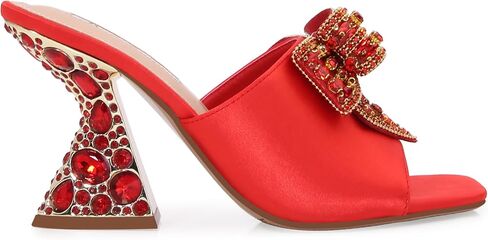 Lady Couture Spark Sandal, Women’s Satin Slip-On Dress Sandals, Women's Shoes with Open Toe and Flared Heel in Kuwait