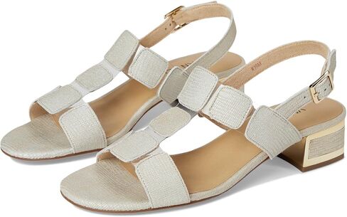 VANELi Womens Hatty T-Strap Metallic Casual Sandals Casual Low Heel 1-2" - Off White in Kuwait