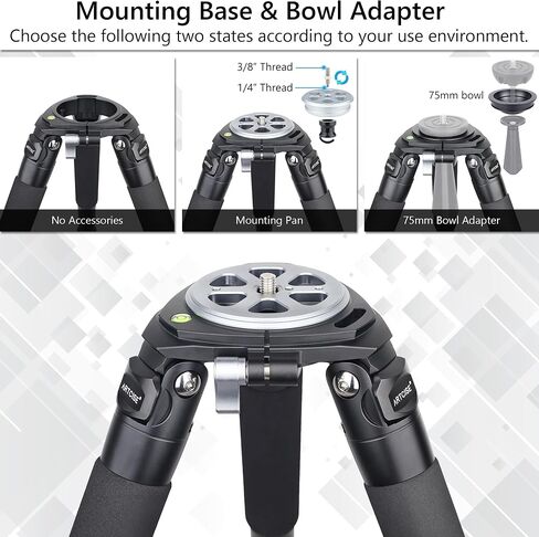 Carbon Fiber Tripod Heavy Duty Bowl ARTCISE AS90C Camera Tripod Ultra Stable Carbon Stand 10 Layers Carbon Fiber 40mm Leg Tube Max Load 88 Lbs/40kg(Without 75mm Bowl Adapter) in Kuwait