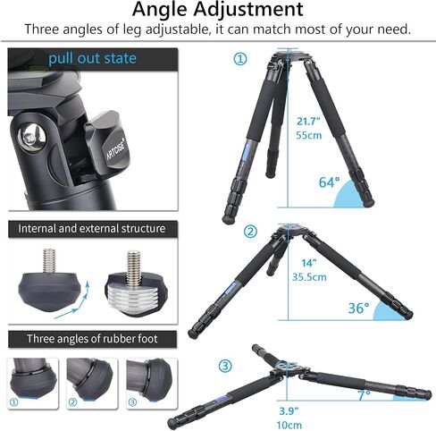 Carbon Fiber Tripod Heavy Duty Bowl ARTCISE AS90C Camera Tripod Ultra Stable Carbon Stand 10 Layers Carbon Fiber 40mm Leg Tube Max Load 88 Lbs/40kg(Without 75mm Bowl Adapter) in Kuwait