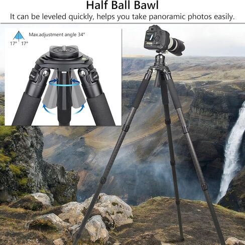 Carbon Fiber Tripod Heavy Duty Bowl ARTCISE AS90C Camera Tripod Ultra Stable Carbon Stand 10 Layers Carbon Fiber 40mm Leg Tube Max Load 88 Lbs/40kg(Without 75mm Bowl Adapter) in Kuwait