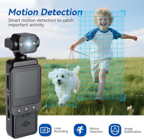 Mini Body Camera with Audio & Video Recording, Pocket Action POV Camcorder 270° Rotation 2K QHD, 64GB Wearable Camera for Security, Work, Guard, Travel in Kuwait