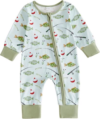 Fishing Themed Baby Boy Clothes Zipper Romper Zip up One Piece Outfit | Baby boy fishing outfit, Baby boy one piece romper jumpsuit, Zipper closure, for fishing, holiday and casual daily in Kuwait