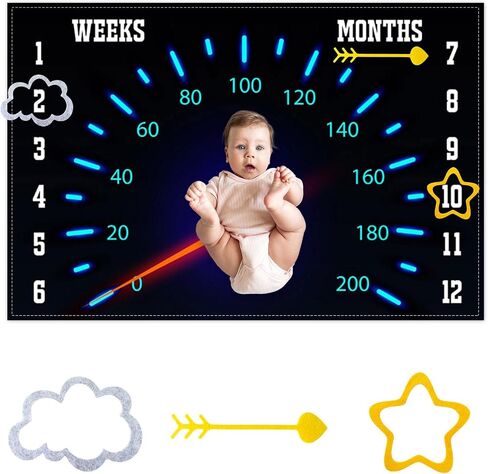 Racing Theme Baby Monthly Milestone Blanket Newborn First Year Growth Mat Baby Shower Memory Picture Recording Blanket 60"x40" with Frame in Kuwait
