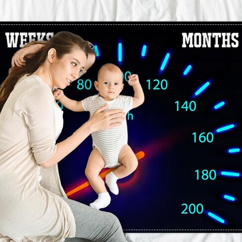Racing Theme Baby Monthly Milestone Blanket Newborn First Year Growth Mat Baby Shower Memory Picture Recording Blanket 60"x40" with Frame in Kuwait