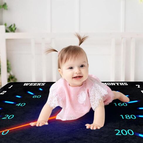 Racing Theme Baby Monthly Milestone Blanket Newborn First Year Growth Mat Baby Shower Memory Picture Recording Blanket 60"x40" with Frame in Kuwait