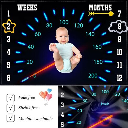 Racing Theme Baby Monthly Milestone Blanket Newborn First Year Growth Mat Baby Shower Memory Picture Recording Blanket 60"x40" with Frame in Kuwait