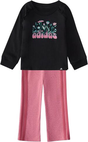 adidas Baby Girls' 2 Pc Raglan Flare Pant Set in Kuwait