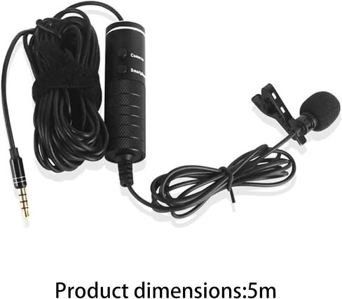 Omnidirectional Lavalier Mic for Presentations Blogging and Public Speaking with 5M Cable Clip on Mic for Video in Kuwait