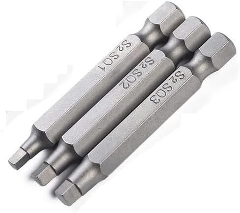 3 Pieces Square Screwdriver Bits, 1/4 inch Hex Shank S2 Steel Square SQ1 SQ2 SQ3 Drill Bits Magnetic Screwdriver Bit Set, 50mm Length in Kuwait