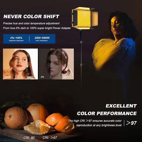 2Pack RGB LED Video Light Kit 12.6in with Barn Door, RGB Photography Light 20W/2500~8500K/14 Effect/2000lux@0.5m LED Panel Light Kit with Light Stand for Gaming Streaming Zoom YouTube Photography in Kuwait