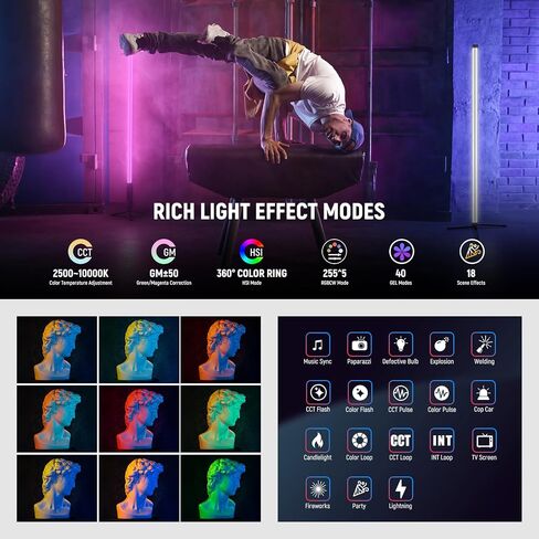 NEEWER TL120C RGB Tube Light, 42W Full Color RGBWW Photography LED Video Light Wand Stick with APP/2.4G/DMX Control, 7 Pixel Effects/18 Scenes, 2500K-10000K CRI97+ TLCI98+, 6000mAh Battery in Kuwait