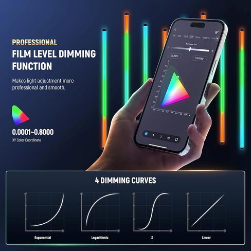 NEEWER TL120C RGB Tube Light, 42W Full Color RGBWW Photography LED Video Light Wand Stick with APP/2.4G/DMX Control, 7 Pixel Effects/18 Scenes, 2500K-10000K CRI97+ TLCI98+, 6000mAh Battery in Kuwait
