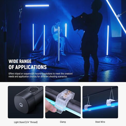 NEEWER TL120C RGB Tube Light, 42W Full Color RGBWW Photography LED Video Light Wand Stick with APP/2.4G/DMX Control, 7 Pixel Effects/18 Scenes, 2500K-10000K CRI97+ TLCI98+, 6000mAh Battery in Kuwait