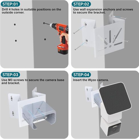 Corner Mount Bracket Compatible with WYZE Solar Cam Pan (Flagship Model),304 Stainless Steel,Weatherproof for Outdoor Use, 270° Adjustable Angle, Wall Corner Installation for Maximum Camera Coverage in Kuwait