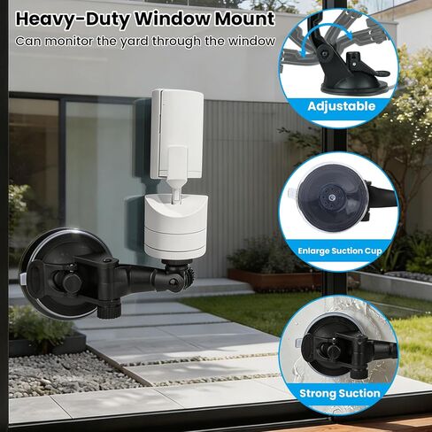 2 Pack Suction Cup Window Mount Compatible with Ring Pan-Tilt Indoor Cam | Compatible with Ring Indoor Cam Plus, Ring Indoor Cam (2nd Gen), No Drill Adjustable Bracket for Glass Window Fish Tank in Kuwait