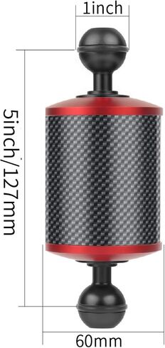 Light Arm Underwater Buoyancy Arm Double Ball Arm Carbon Fiber Arm Camera Arm with 1 inch Ball Ends and Stable Connection Layout Suitable for Scuba, Black + Red, 5 Inch in Kuwait