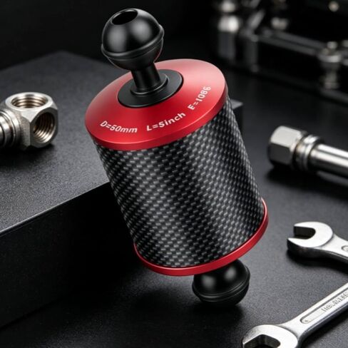Light Arm Underwater Buoyancy Arm Double Ball Arm Carbon Fiber Arm Camera Arm with 1 inch Ball Ends and Stable Connection Layout Suitable for Scuba, Titanium+Red, 12 Inch in Kuwait